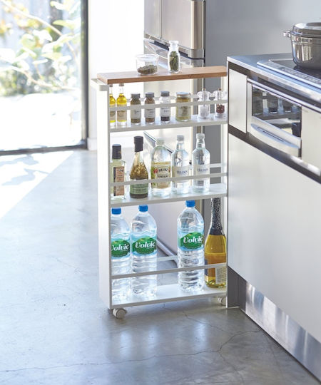 Yamazaki Floor Bathroom Shelf Metallic with 3 Shelves 47.5x13x80.5cm White