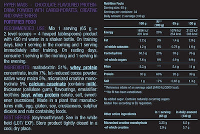 Biotech USA Hyper Mass Drink Powder with Carbohydrates & Creatine Χωρίς Γλουτένη με Γεύση Σοκολάτα 6.8kg