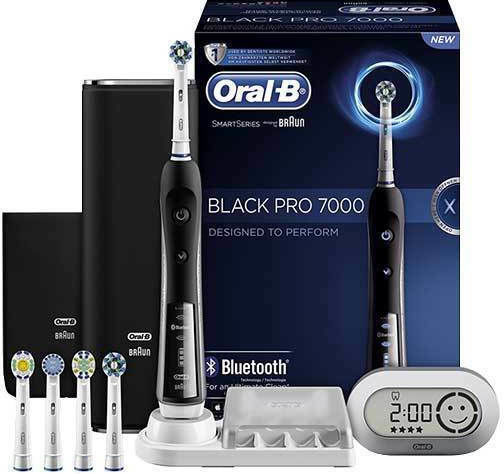 Oral-B Black Pro 7000 Elektrische Zahnbürste mit Timer, Drucksensor und Reisetasche