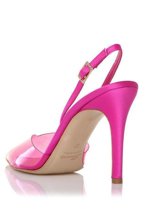 Pointed Toe Heels Made of Patent Leather with Fuchsia Stiletto Heel Height