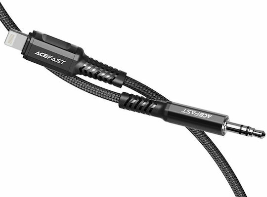 Acefast C1-06 Плетена 3.5mm към Lightning кабел Черен 1.2м