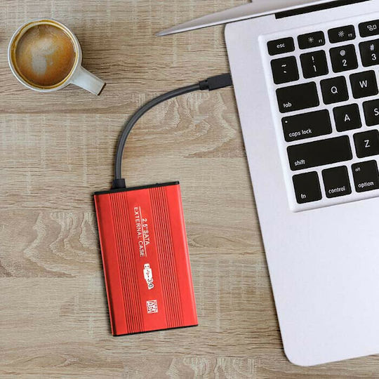 Qoltec Case for Hard Drive 2.5" SATA III with Connection USB 3.0 Red