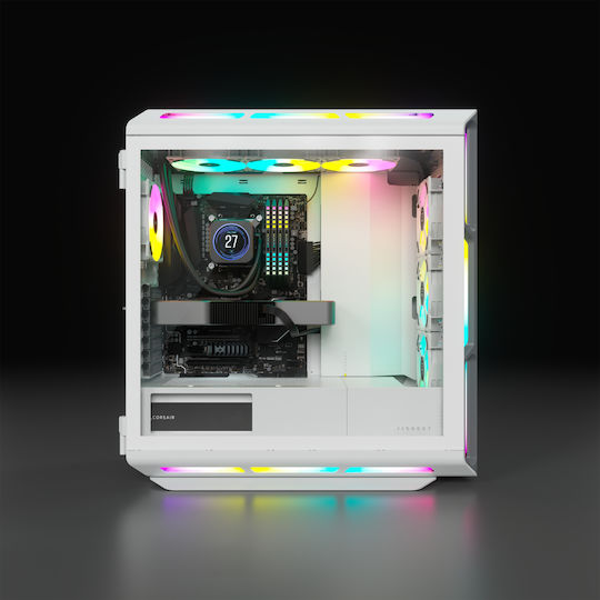 Corsair ICUE 5000T RGB Gaming Midi Tower Computer Case with Side Window White