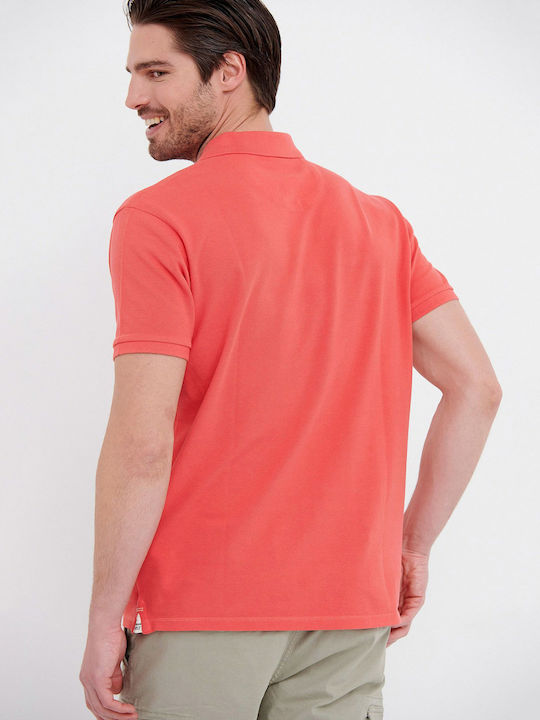 Funky Buddha Men's Short Sleeve Blouse Polo Coral