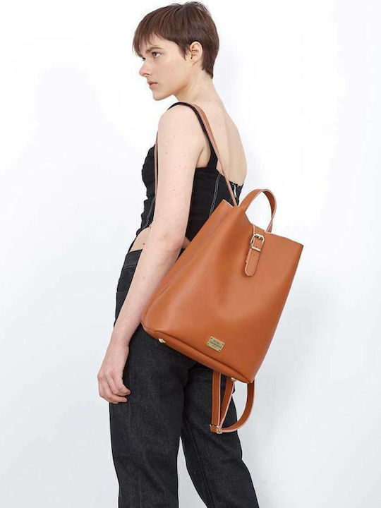 Elena Athanasiou Recycled Leather Women's Bag Backpack Tabac Brown