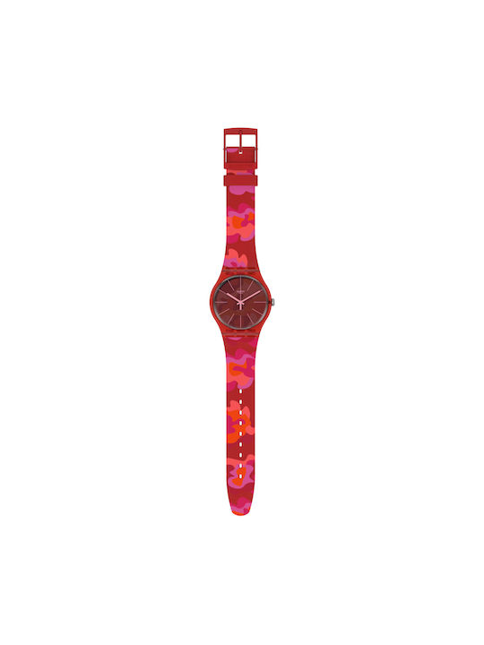 Swatch Camouflash Καουτσούκ Λουράκι Κόκκινο 20mm