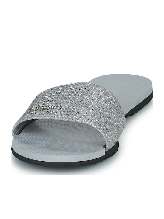 You Malta Metallic Slides in Gray Colour
