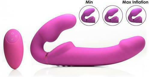 Strap U Inflatable Strapless Strap-on With Remote Control Без презрамки Страп-он с Дилдо 24см с вибрация в Лилав цвят