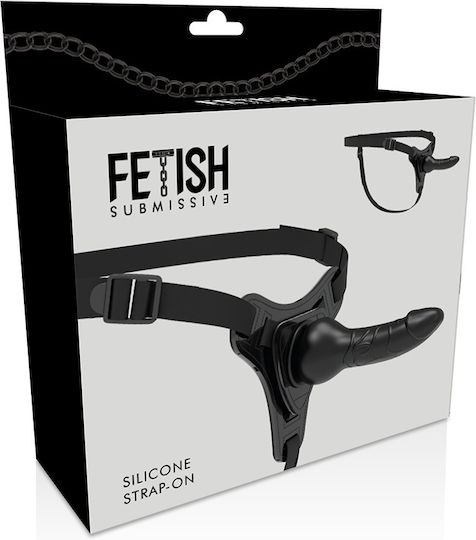 Fetish Submissive Silicone Strap-on Realistic Harness με Dildo 16cm σε Μαύρο Χρώμα