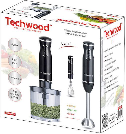 Techwood Ραβδομπλέντερ με Ανοξείδωτη Ράβδο 600W Μαύρο