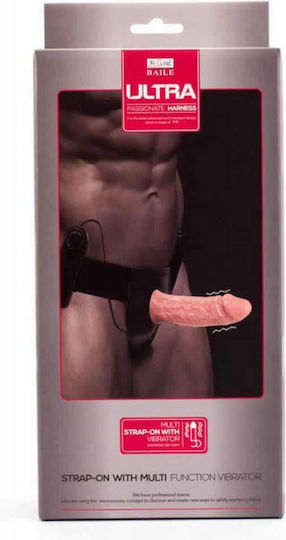 Baile Hollow TPR Vibrating Strap on Harness and Realistic Dildo Harness με Dildo 15.5cm και Δόνηση στο χρώμα του δέρματος