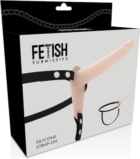 Fetish Submissive Silicone Strap On Арсенал с Единично Дилдо 15см в Телесен цвят