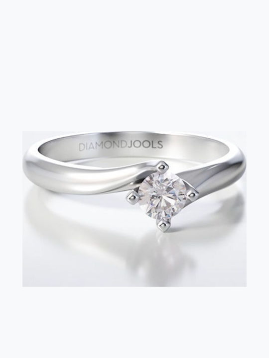 Diamond Jools LR-039W Single Stone Ring in 18K White Gold Diamond Jools LR-039W Single Stone Ring in 18K White Gold