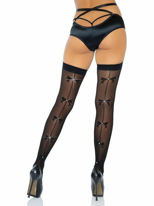 Leg Avenue Stockings with Bow Backseam Sexy Socks Black
