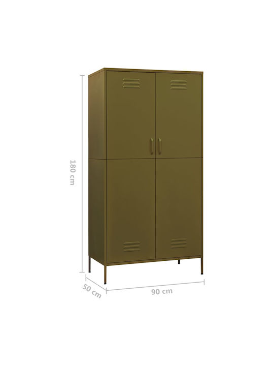 În picioare pe podea de Birou Metalică în Culoare Verde, 90x50x180cm