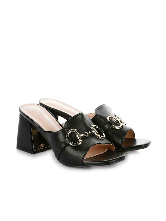 Michailidis Collection Mules mit Chunky Hoch Absatz in Schwarz Farbe