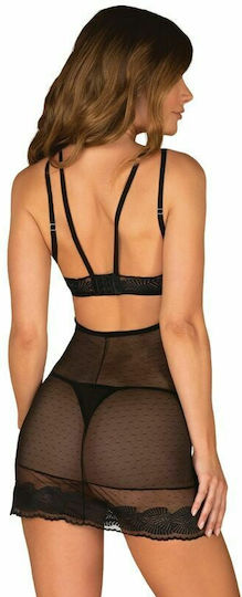 Obsessive Allastia Sexy Σετ με Ρόμπα Chemise & Thong Black
