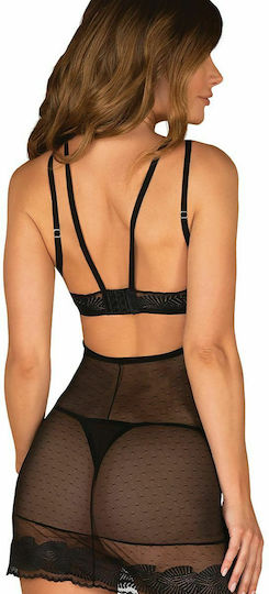 Obsessive Allastia Sexy Σετ με Ρόμπα Chemise & Thong Black
