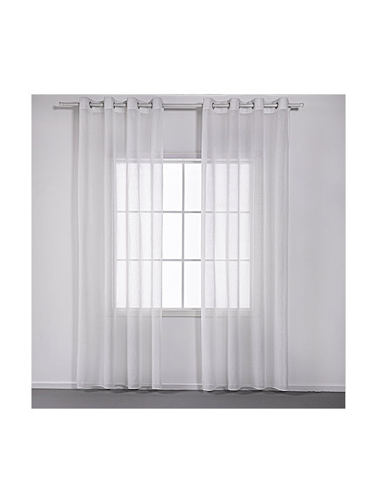 Beauty Home Κουρτίνα με Τρουκς 8440 Λευκή 140x270εκ.