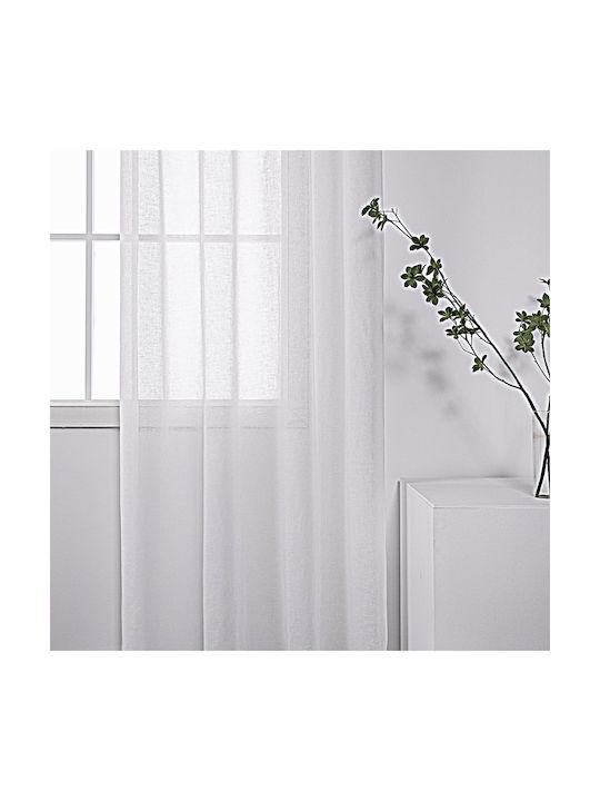 Beauty Home Κουρτίνα με Τρουκς 8440 Λευκή 140x270εκ.