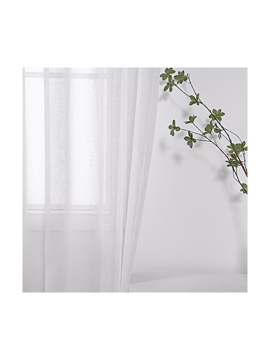 Beauty Home Κουρτίνα με Τρουκς 8440 Λευκή 140x270εκ.