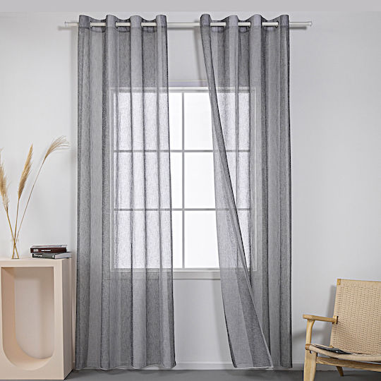 Beauty Home Κουρτίνα με Τρουκς Γκρί 140x270εκ.