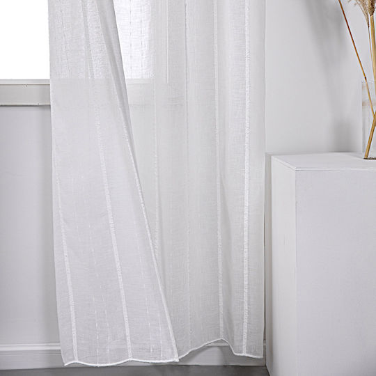 Beauty Home Κουρτίνα με Τρουκς Λευκή 140x270εκ.