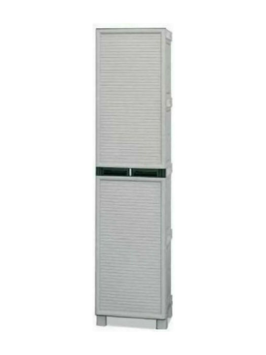Single Door Wardrobe Plastic with Divider & 3 Shelves 50x39x172cm