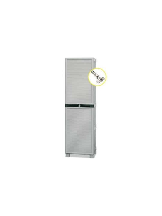 Single Door Wardrobe Plastic with Divider & 3 Shelves 50x39x172cm