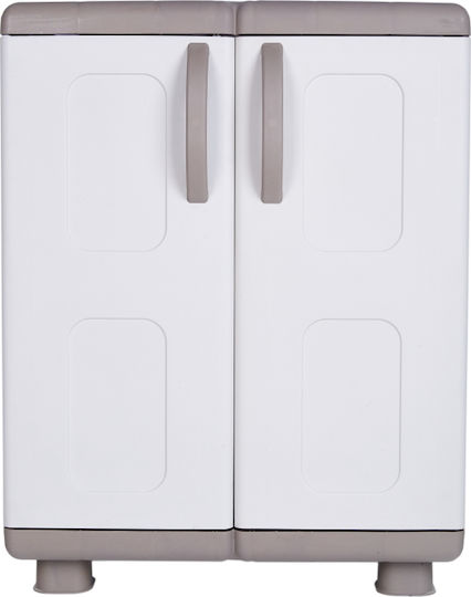 Shoe Cabinet Leda Plastic with 4 Shelves Beige/White 73x44x96cm
