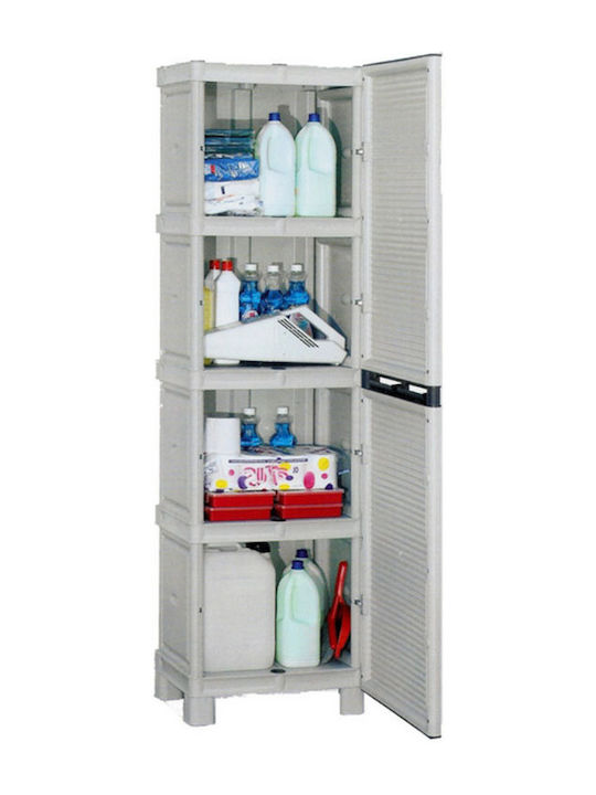 Single Door Wardrobe Plastic with 3 Shelves 50x39x172cm