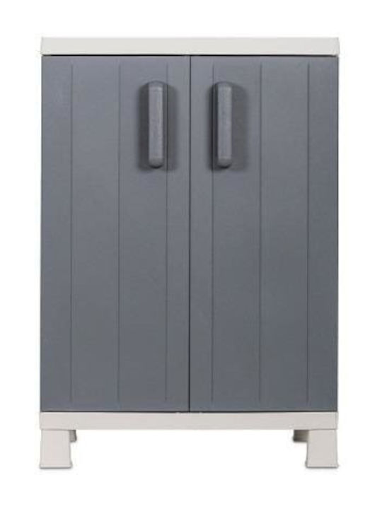 Double Door Wardrobe Anniversary Midi Plastic with 2 Shelves Light Grey / Basalt Grey 275 65x37x93cm 9371275