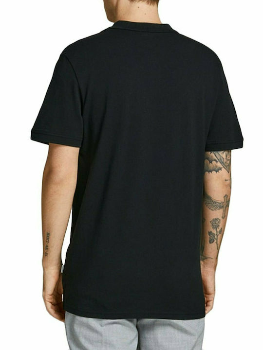 Jack & Jones Ανδρικό T-shirt Polo Μαύρο