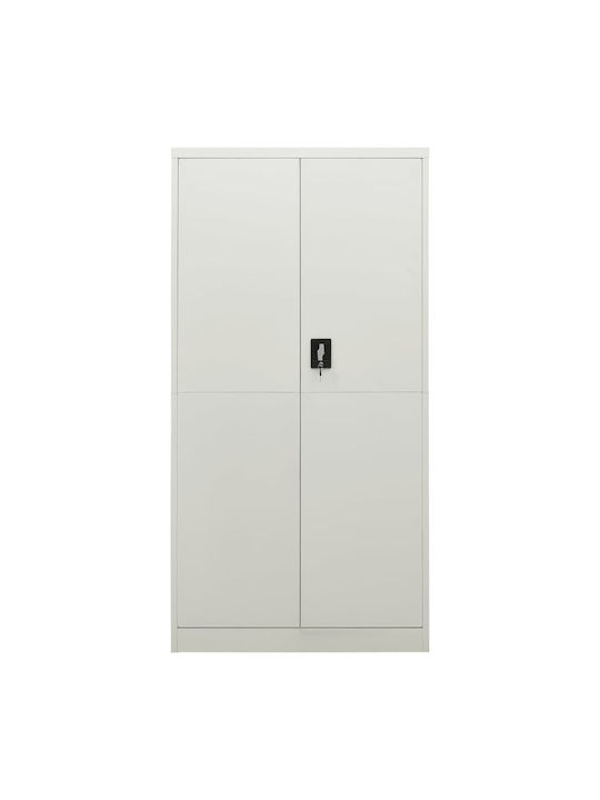 Двукрилен гардероб Метал с разделител и 5 рафтове Grey Light 90x40x180бр