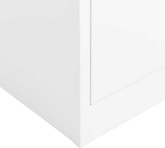 Zweiflügeliger Schrank Metallisch mit Trennwand & 5 Regale White 90x40x180cm