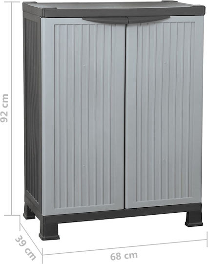 Double Door Wardrobe Plastic with 1 Shelf Grey 68x39x92cm