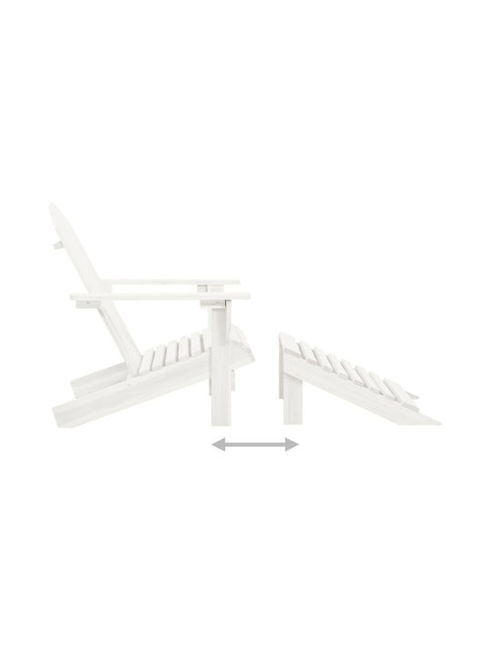 Liegestuhl Hölzernes Adirondack Weiß mit Tisch 2Stück 147.5x69.5x89.5cm.