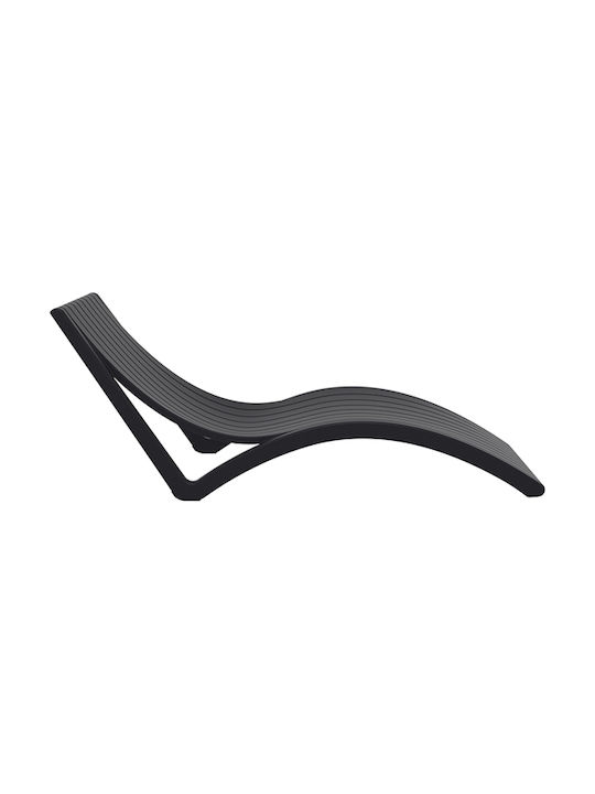 Șezlong Plastic Slim Negru 180x70x72 cm