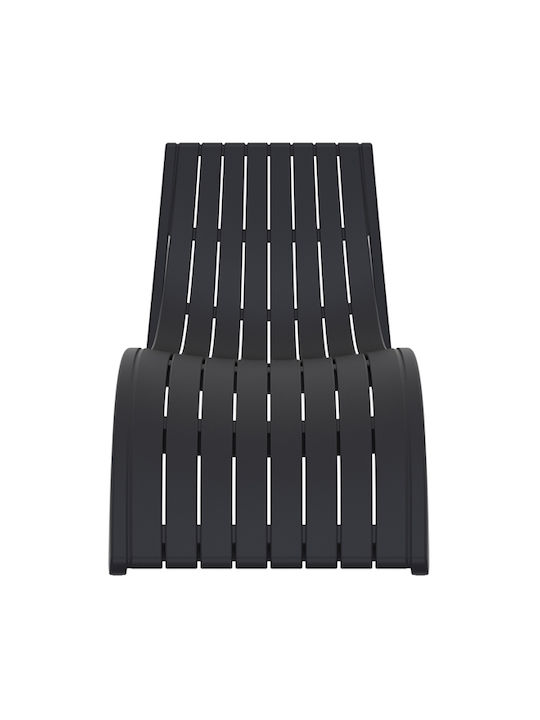 Șezlong Plastic Slim Negru 180x70x72 cm