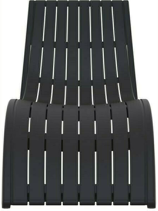 Șezlong Plastic Slim Negru 180x70x72 cm