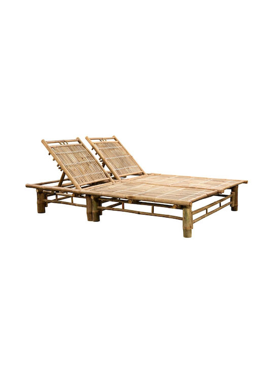 Deckchair Double Bamboo Brown 200x130x24cm.