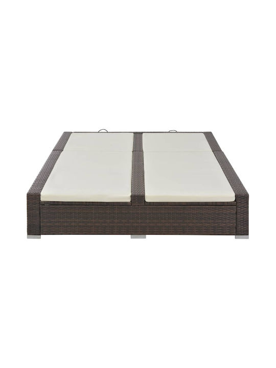 Sunbed Double Rattan with Cushion Brown 202x145x80cm.