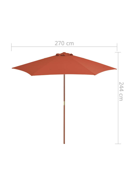 Circular Wooden Orange Garden Parasol Φ2.7m