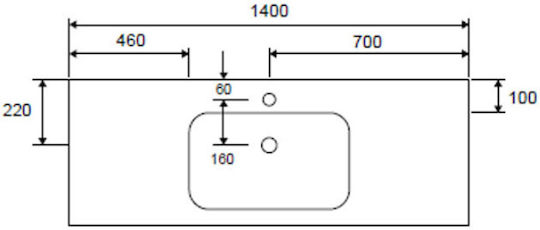 Karag Eloise 140 Ένθετος Νιπτήρας Πορσελάνης 140x46cm Λευκός
