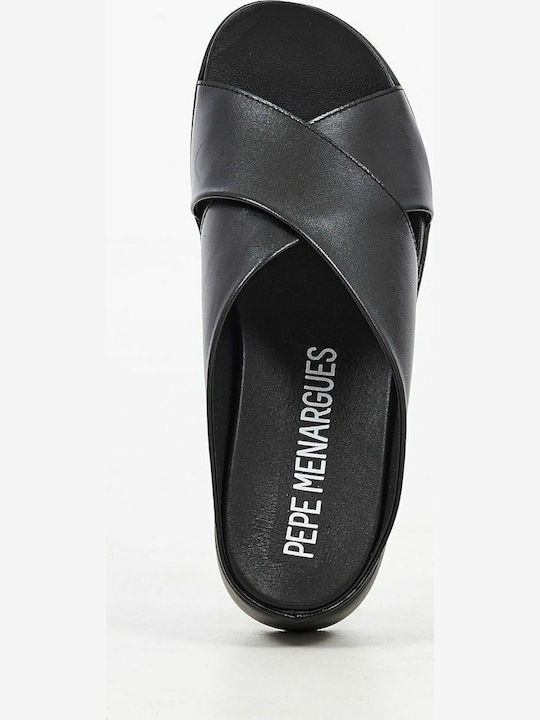 Women's Leather Platform Shoes Black