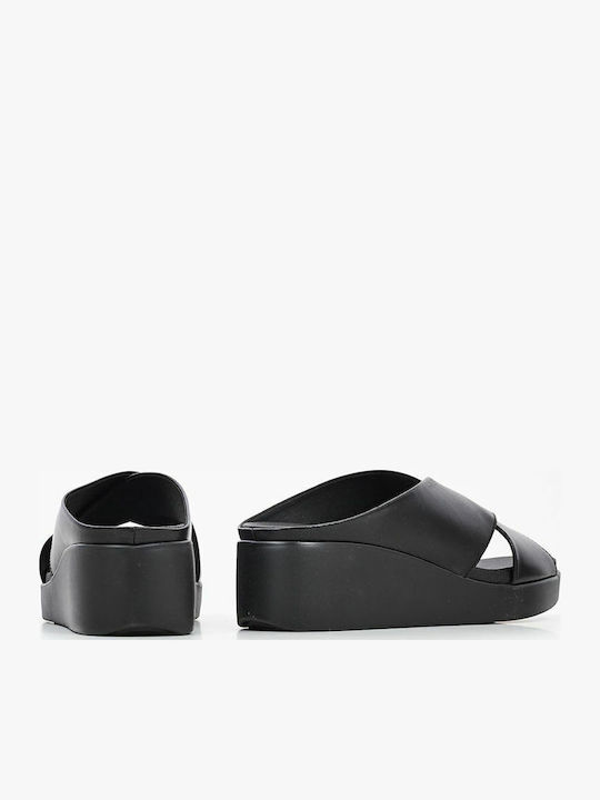 Women's Leather Platform Shoes Black