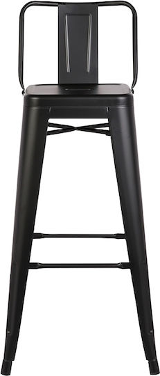 Metallischer Gartenhocker für Bar Außengebrauch Texas Schwarz Matt 43x43x75cm