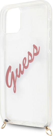 Guess Script Vintage Umschlag Rückseite Kunststoff / Silikon Rosa (iPhone 12 / 12 Pro)