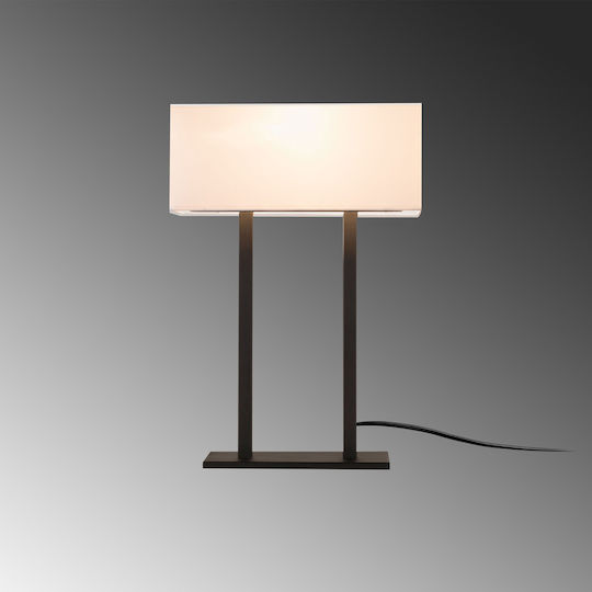 Opviq Metal Table Lamp for Socket E27 with White Shade and Black Base