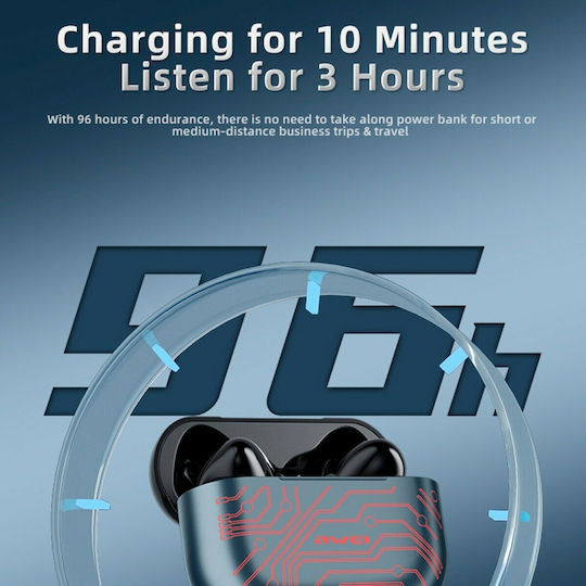 Awei T29 Pro In-ear Bluetooth Handsfree Ακουστικά με Θήκη Φόρτισης Κίτρινα
